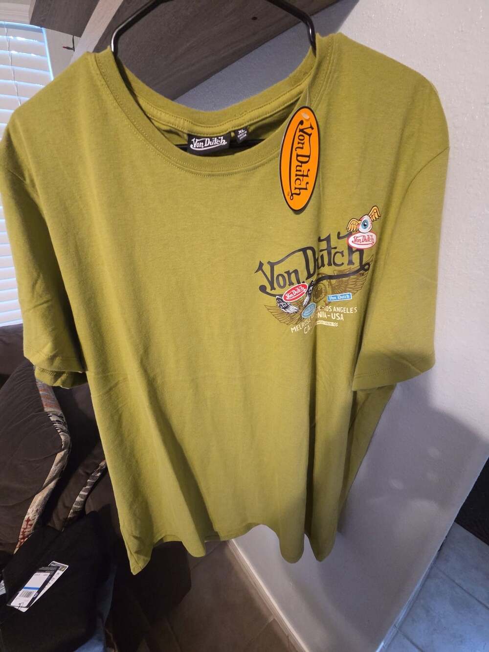 Von Dutch Melrose Avenue Graphic T-Shirt Olive Green XL New with Tags